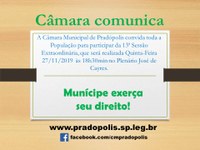 Convite 13ª Sessão Extraordinária.