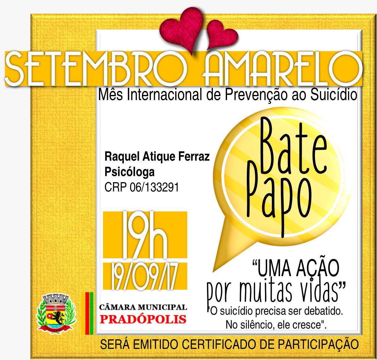 Bate papo "Uma ação por muitas vidas" - Setembro Amarelo!
