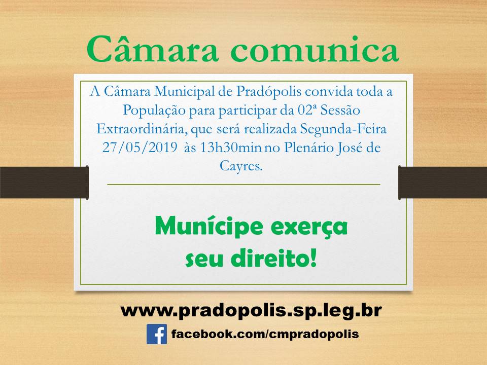 Convite 02ª Sessão Extraordinária.