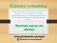 Convite 10ª Sessão Extraordinária.