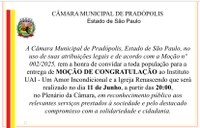 Convite - Moção de Congratulação.