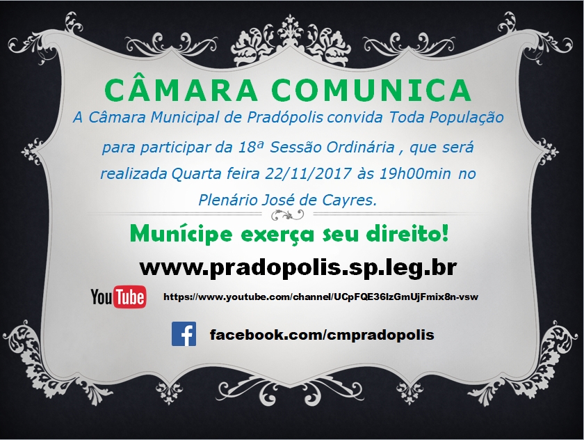 Convite para 18ª Sessão Ordinária