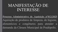 Manifestação de Interesse nº 012/2025.