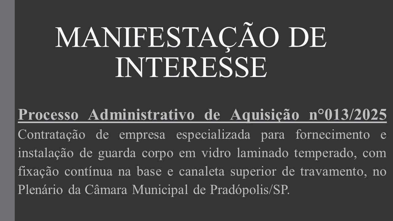 Manifestação de Interesse nº 013/2025.