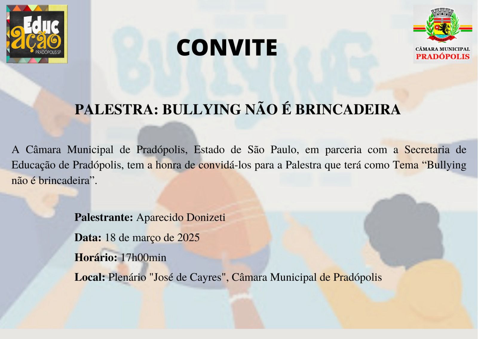 Palestra "Bullying Não é Brincadeira".