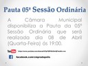 Pauta 05ª Sessão Ordinária.