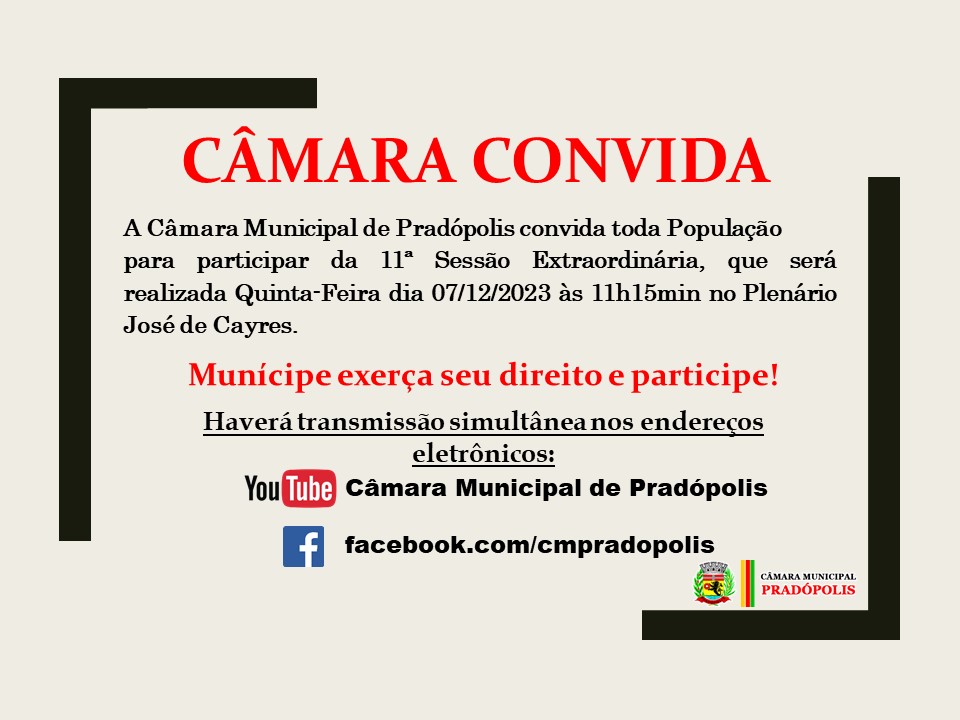 Pauta 11ª Sessão Extraordinária.