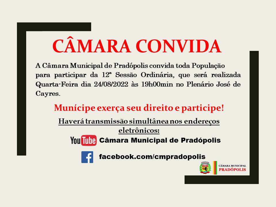 Pauta 12ª Sessão Ordinária.
