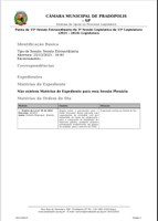 Pauta 15ª Sessão Extraordinária